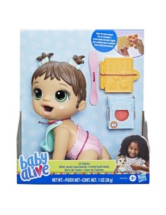 MUÑECA BABY ALIVE HORA DE COMER BEBÉ CABELLO CASTAÑA 2
