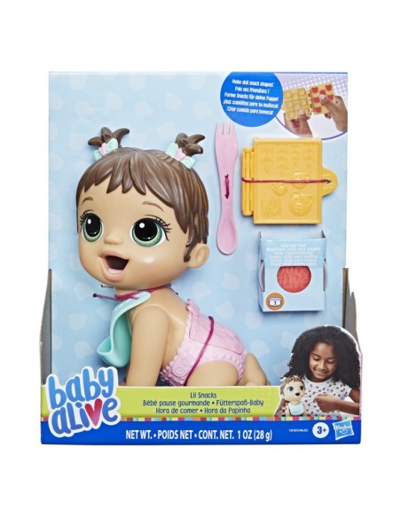 MUÑECA BABY ALIVE HORA DE COMER BEBÉ CABELLO CASTAÑA