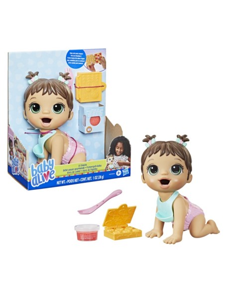 MUÑECA BABY ALIVE HORA DE COMER BEBÉ CABELLO CASTAÑA