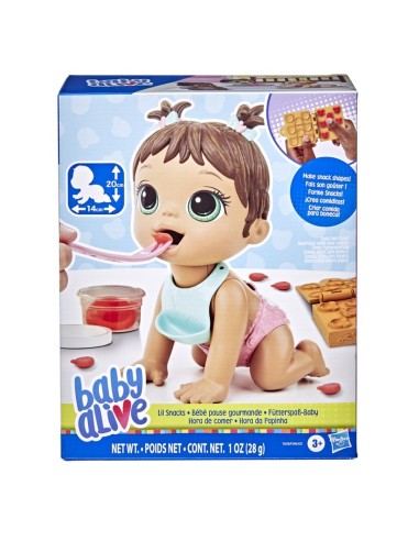 MUÑECA BABY ALIVE HORA DE COMER BEBÉ CABELLO CASTAÑA