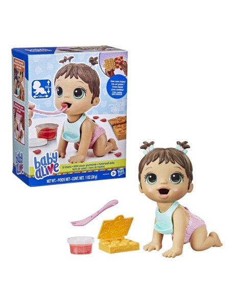 MUÑECA BABY ALIVE HORA DE COMER BEBÉ CABELLO CASTAÑA