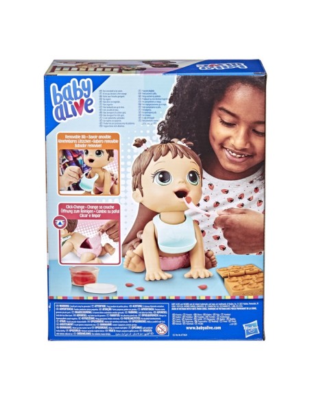 MUÑECA BABY ALIVE HORA DE COMER BEBÉ CABELLO CASTAÑA