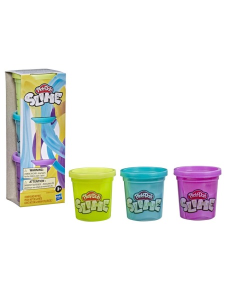 MASAS Y PLASTILINAS PLAY-DOH SLIME PACK AMARILLO MORADO CELESTE