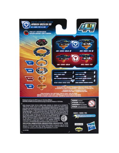 TROMPO BEYBLADE BURST QUADSTRIKE AMBUSH BAZILISK B8