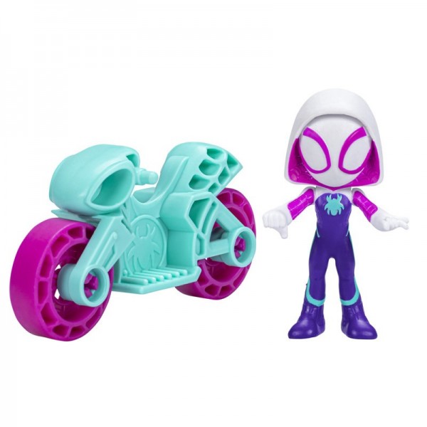 FIGURA DE ACCIÓN SPIDEY AND FRIENDS GHOST SPIDER CON MOTO