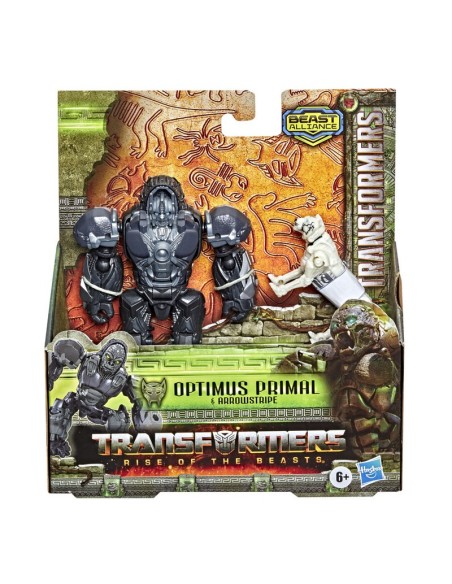 FIGURA ACCIÓN TRANSFORMERS EL DESPERTAR DE LAS BESTIAS BEAST ALLIANCE BEAST WEAPONIZERS OPTIMUS PRIMAL Y ARROWSTRIPE
