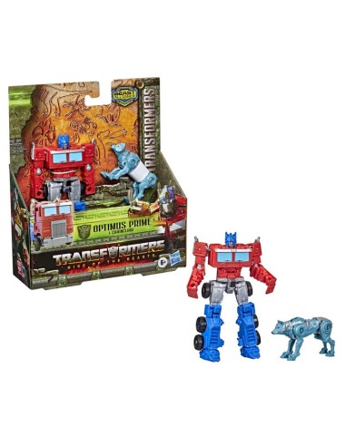 FIGURA ACCIÓN TRANSFORMERS EL DESPERTAR DE LAS BESTIAS BEAST ALLIANCE BEAST WEAPONIZERS OPTIMUS PRIME Y CHAINCLAW