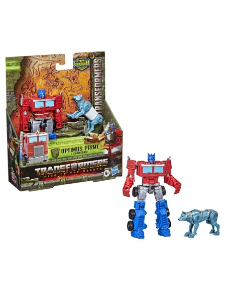 FIGURA ACCIÓN TRANSFORMERS EL DESPERTAR DE LAS BESTIAS BEAST ALLIANCE BEAST WEAPONIZERS OPTIMUS PRIME Y CHAINCLAW