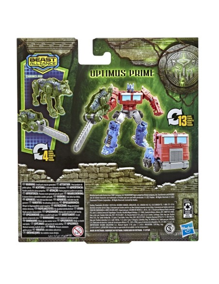 FIGURA ACCIÓN TRANSFORMERS EL DESPERTAR DE LAS BESTIAS BEAST ALLIANCE BEAST WEAPONIZERS OPTIMUS PRIME Y CHAINCLAW