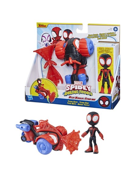 FIGURA DE ACCIÓN SPIDEY AND FRIENDS MILES MORALES SPIDER-MAN, SET TECNO-MOTO
