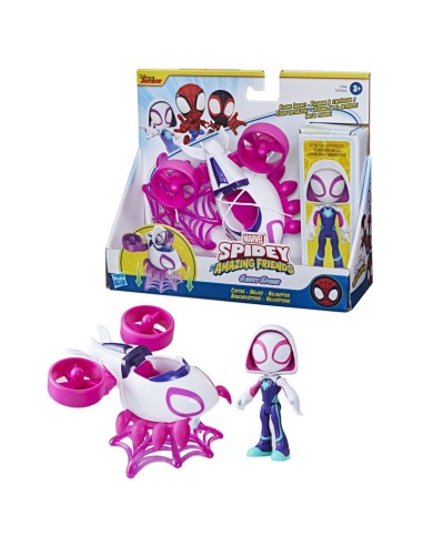 FIGURA DE ACCIÓN SPIDEY AND FRIENDS  GHOST SPIDER, SET ARACNOCÓPTERO