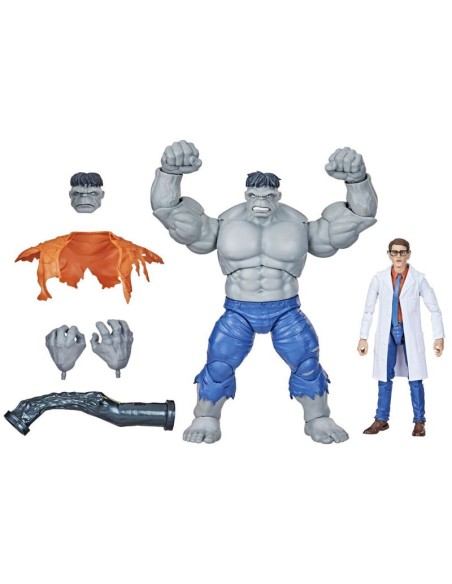 FIGURA DE ACCIÓN MARVEL LEGENDS SERIES HULK GRIS Y EL DR. BRUCE BANNER