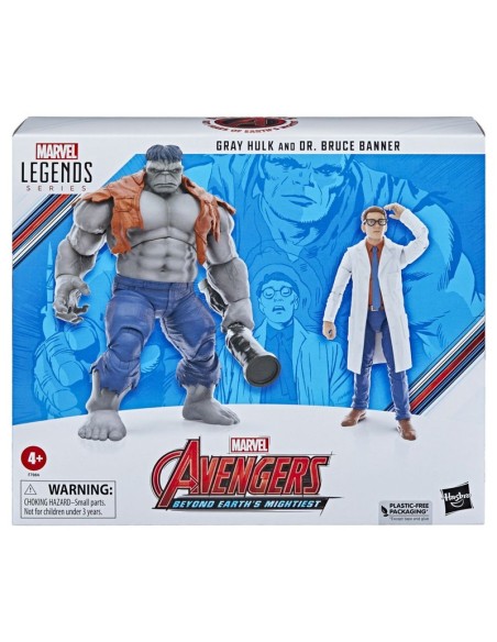 FIGURA DE ACCIÓN MARVEL LEGENDS SERIES HULK GRIS Y EL DR. BRUCE BANNER