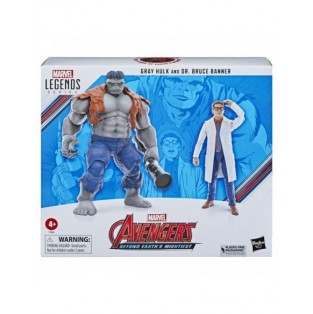 FIGURA DE ACCIÓN MARVEL LEGENDS SERIES HULK GRIS Y EL DR. BRUCE BANNER