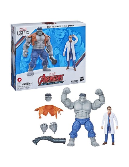 FIGURA DE ACCIÓN MARVEL LEGENDS SERIES HULK GRIS Y EL DR. BRUCE BANNER