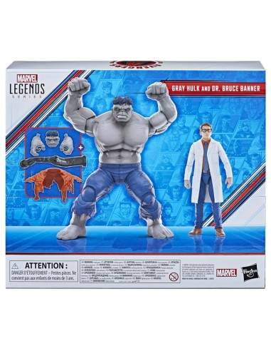 FIGURA DE ACCIÓN MARVEL LEGENDS SERIES HULK GRIS Y EL DR. BRUCE BANNER