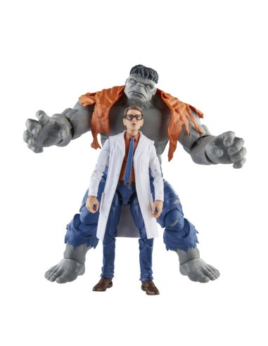 FIGURA DE ACCIÓN MARVEL LEGENDS SERIES HULK GRIS Y EL DR. BRUCE BANNER