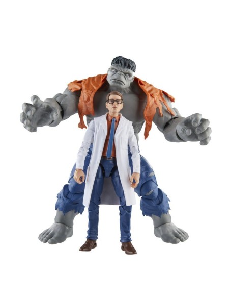 FIGURA DE ACCIÓN MARVEL LEGENDS SERIES HULK GRIS Y EL DR. BRUCE BANNER