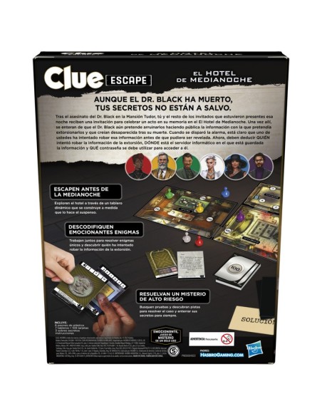 JUEGO DE MESA HASBRO GAMING CLUE ESCAPE EL HOTEL DE MEDIANOCHE