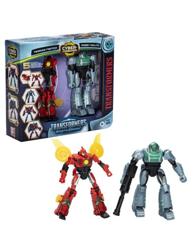 FIGURA DE ACCIÓN TRANSFORMERS EARTHSPARK CYBER-COMBINER TERRAN TWITCH Y ROBBY MALTO