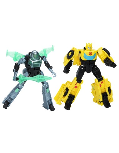 FIGURA DE ACCIÓN TRANSFORMERS EARTHSPARK CYBER-COMBINER BUMBLEBEE Y MO MALTO