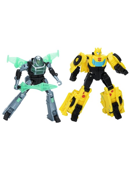 FIGURA DE ACCIÓN TRANSFORMERS EARTHSPARK CYBER-COMBINER BUMBLEBEE Y MO MALTO