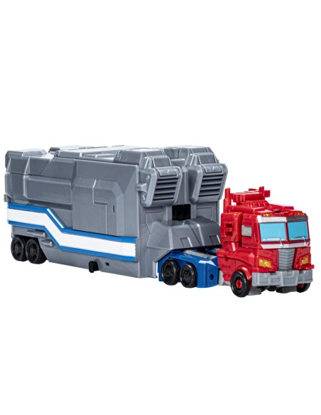 FIGURA DE ACCIÓN TRANSFORMERS EARTHSPARK OPTIMUS PRIME CON REMOLQUE DE COMBATE