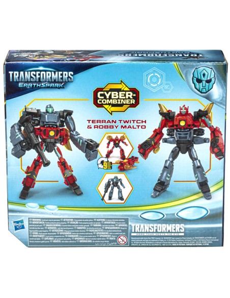 FIGURA DE ACCIÓN TRANSFORMERS EARTHSPARK CYBER-COMBINER TERRAN TWITCH Y ROBBY MALTO