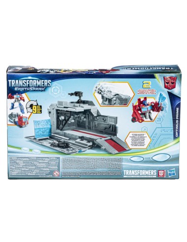 FIGURA DE ACCIÓN TRANSFORMERS EARTHSPARK OPTIMUS PRIME CON REMOLQUE DE COMBATE