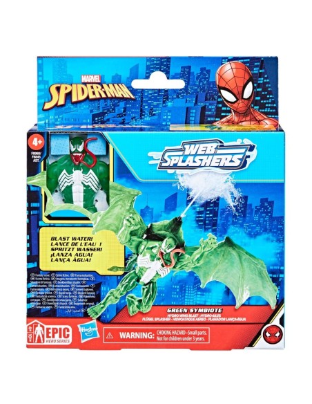 SET SPIDERMAN EPIC HERO SERIES WEB SPLASHERS HIDROATAQUE AÉREO DE SIMBIONTE VERDE