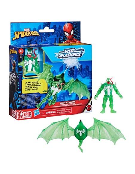 SET SPIDERMAN EPIC HERO SERIES WEB SPLASHERS HIDROATAQUE AÉREO DE SIMBIONTE VERDE