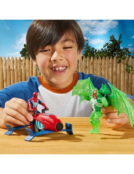 SET SPIDERMAN EPIC HERO SERIES WEB SPLASHERS HIDROATAQUE AÉREO DE SIMBIONTE VERDE