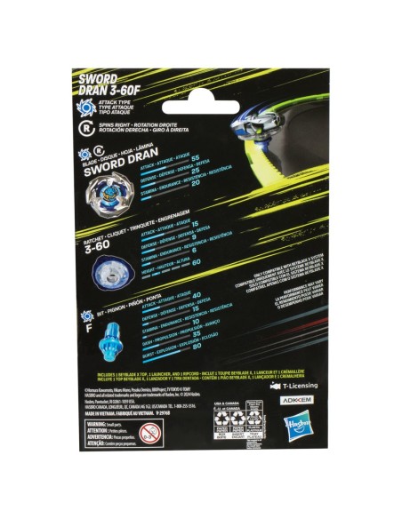 TROMPO BEYBLADE X KIT INICIAL SWORD DRAN 3-60F