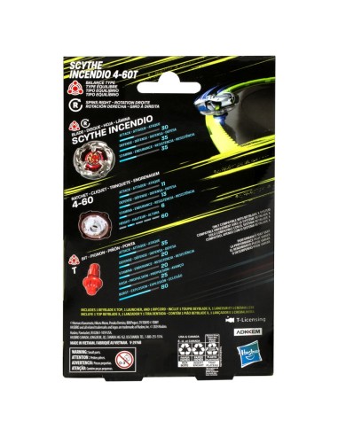 TROMPO BEYBLADE X KIT INICIAL SCYTHE INCENDIO 4-60T