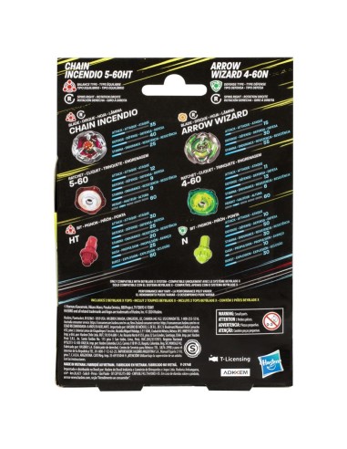 TROMPO BEYBLADE X CHAIN INCENDIO 5-60HT Y ARROW WIZARD 4-60N