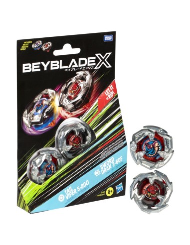 TROMPO BEYBLADE X TAIL VIPER 5-80O Y SWORD DRAN 3-60F