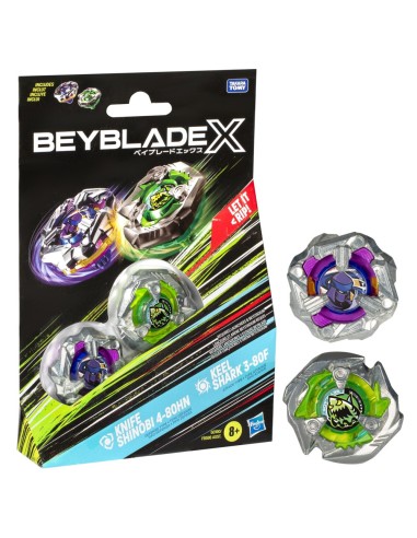 TROMPO BEYBLADE X KNIFE SHINOBI 4-80HN Y KEEL SHARK 3-80