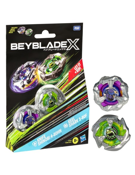 TROMPO BEYBLADE X KNIFE SHINOBI 4-80HN Y KEEL SHARK 3-80
