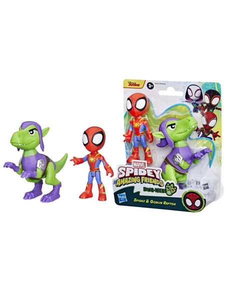 FIGURA DE ACCIÓN SPIDEY & HIS AMAZING FRIENDS DINO-WEBS SPIDEY Y GOBLIN RAPTOR