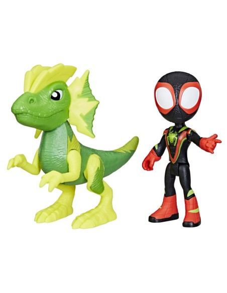 FIGURA DE ACCIÓN SPIDEY & HIS AMAZING FRIENDS DINO-WEBS MILES SPIN" MORALES Y MARVEL'S ELECTROSAURUS"