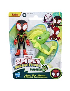 FIGURA DE ACCIÓN SPIDEY & HIS AMAZING FRIENDS DINO-WEBS MILES SPIN" MORALES Y MARVEL'S ELECTROSAURUS" 2