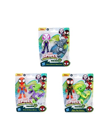 FIGURA DE ACCIÓN SPIDEY AND HIS AMAZING FRIENDS DINO-WEBS HÉROE Y DINO-VILLANO