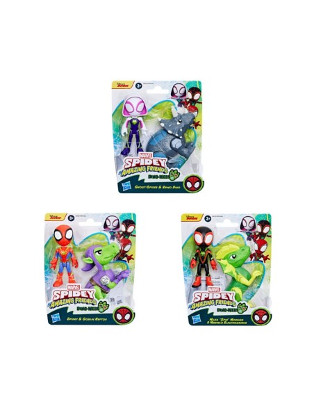 FIGURA DE ACCIÓN SPIDEY AND HIS AMAZING FRIENDS DINO-WEBS HÉROE Y DINO-VILLANO