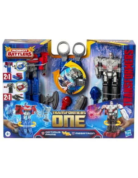 FIGURA DE ACCIÓN TRANSFORMERS ONE ROBOT BATTLERS OPTIMUS PRIME (ORIEN PAX) Y MEGATRON (D-16)