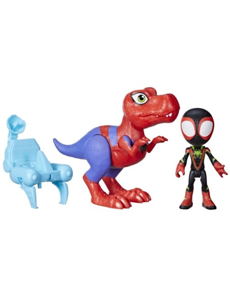 FIGURA DE ACCIÓN SPIDEY & HIS AMAZING FRIENDS DINO-WEBS SPIDEY-REX Y MILES “SPIN” MORALES
