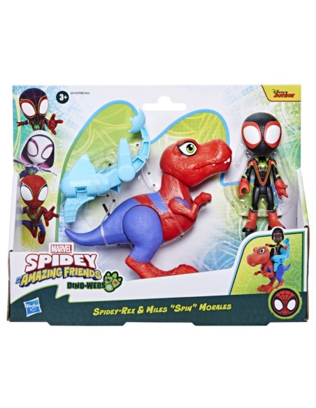 FIGURA DE ACCIÓN SPIDEY & HIS AMAZING FRIENDS DINO-WEBS SPIDEY-REX Y MILES “SPIN” MORALES