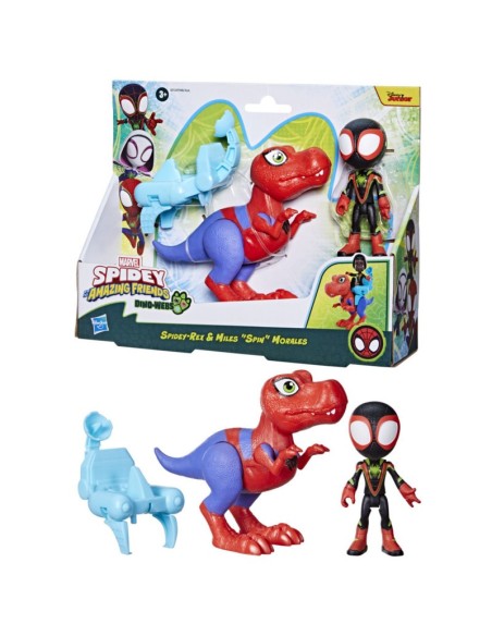 FIGURA DE ACCIÓN SPIDEY & HIS AMAZING FRIENDS DINO-WEBS SPIDEY-REX Y MILES “SPIN” MORALES