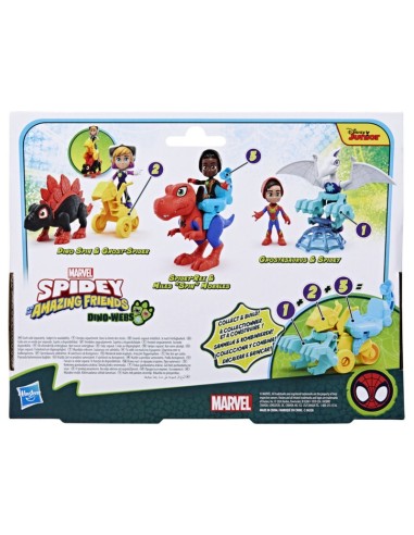 FIGURA DE ACCIÓN SPIDEY & HIS AMAZING FRIENDS DINO-WEBS SPIDEY-REX Y MILES “SPIN” MORALES