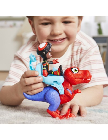 FIGURA DE ACCIÓN SPIDEY & HIS AMAZING FRIENDS DINO-WEBS SPIDEY-REX Y MILES “SPIN” MORALES