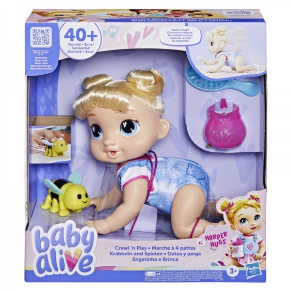 MUNECA BABY ALIVE GATEA Y JUEGA HARPER HUGS